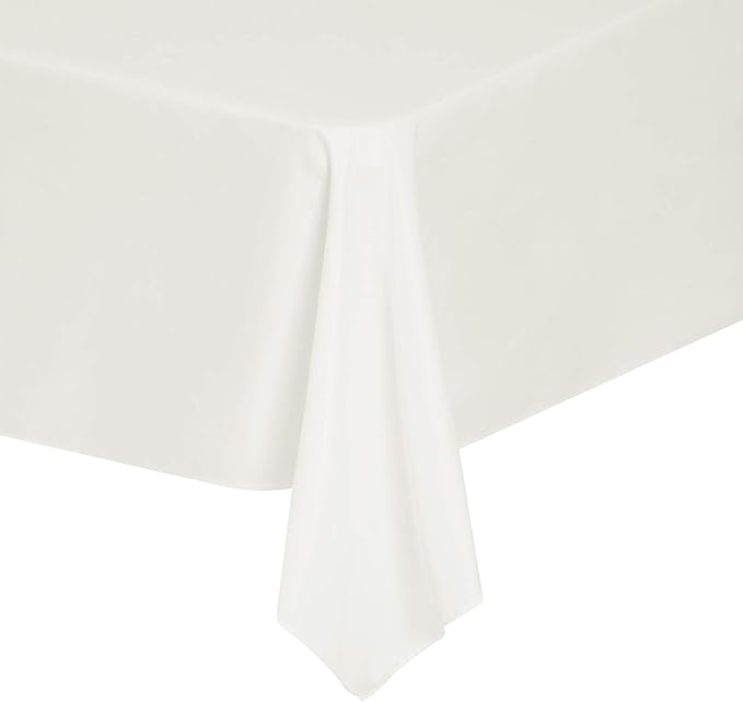 Cupuamon Rectangle Tablecloth 90x156 inch Washable Polyester Fabric Table Cloth for Wedding Party Dining Banquet Decoration（90x156, Ivory）