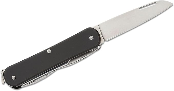 Fox Knives Vulpis FX-VP130-F4 Slipjoint Folding Knife 4-in-1 Multitool 2.17in Blade, Bottle Opener, Can Opener, Flat Head Screwdriver, Scissors - Compact Versatile Minimalist Pocket Knife (Black)