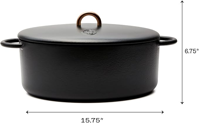 Great Jones Dutchess Cast Iron Dutch Oven Pot With Lid (Pepper) - Large 6.75 Quart Size, Dual Handles - All Stovetop Safe - 500째 Dutch Oven For Bread Baking | Dishwasher Friendly