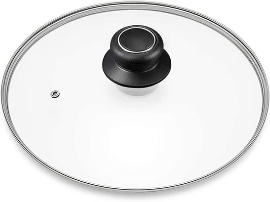 12 Inch Glass Lid for Frying Pan, Pan Lid, Skillet, Pot Cover, Compatible with Lodge Cast Iron Skillet -12" Pan Lids with Heat-Resistant Handle, Clear