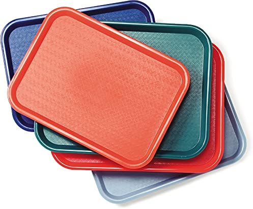 Carlisle FoodService Products Cafe Plastic Fast Food Tray, 14" x 18", Black (Pack of 2)