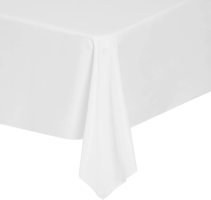 Cupuamon Rectangle Tablecloth 90x132 inch Washable Polyester Fabric Table Cloth for Wedding Party Dining Banquet Decoration（90x132, White）