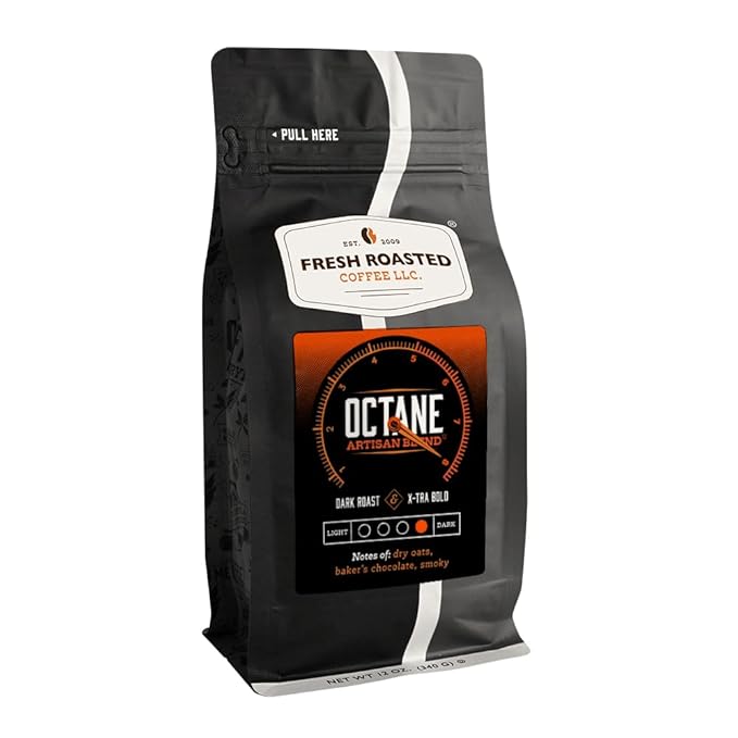 Fresh Roasted Coffee, Octane, 12 oz, Dark Roast, Kosher, Whole Bean