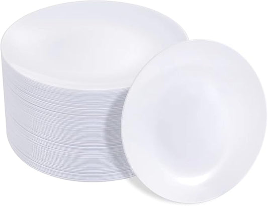 Hioasis 100pcs White Plastic Plates - 10.25 inch White Disposable Dinner Plates,Plastic Dinner Plates,Classy and Elegant Perfect for Wedding & Party