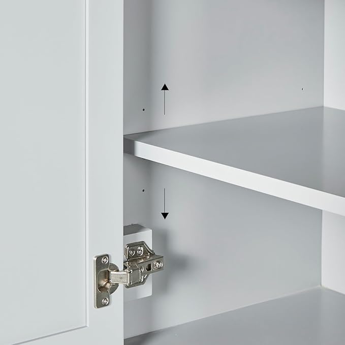 ARIEL Hepburn Bathroom Storage Cabinet - Solid Hevea Wood and Fully Assembled for Long-Lasting Durability and Sophisticated Finish, Freestanding Linen Bathroom Cabinet - 65?쒱 x 20?쓂 x 16?쒭, Grey