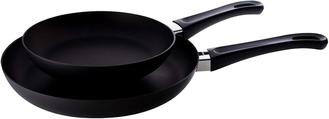 Scanpan Classic 2-Piece Nonstick Fry Pan Set, 10 1/4-inch and 12 1/2-inch ??Compatible with Gas and Electric Stovetops, Metal Utensil Safe, Oven Safe to 500째F, Dishwasher Safe, Black
