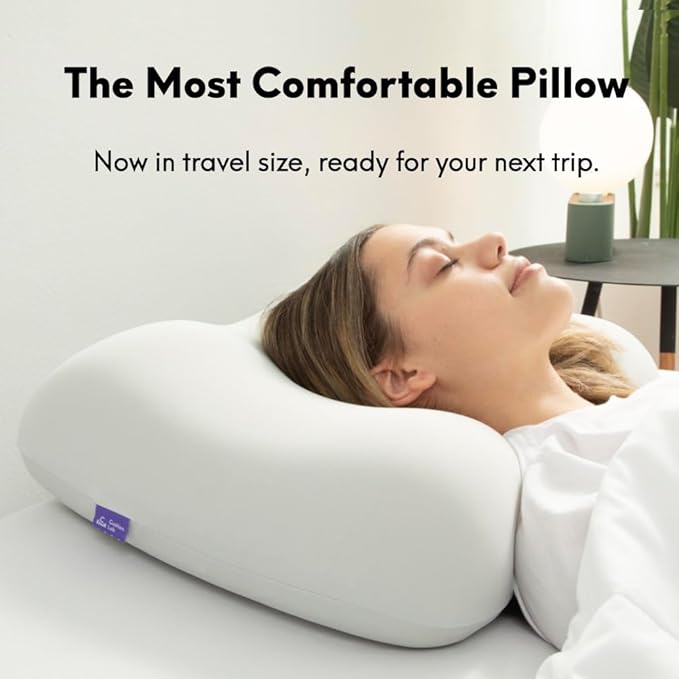 Cushion Lab Travel Deep Sleep Pillow ??Compact Memory Foam Neck Pillow for Sleeping, Portable Pillow for Hotels, Camping, Side & Back Sleepers, On-The-Go ??Spark