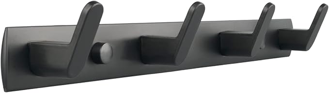 ULIBERMAGNET Magnetic Hooks,Heavy Duty Coat Magnetic Rack,Strong Rubber Magnetic Hanger for Refrigerator,Metal Cabinet,Hanging Coat, Towel, Bag, Backpack(Matte Black/4 Hooks)