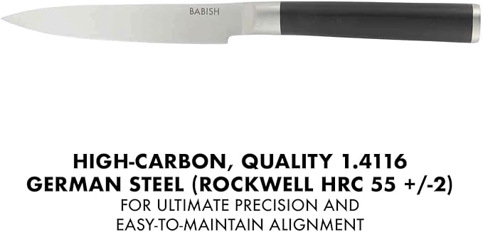 Babish 5-Inch Forged Utility Knife ??High-Carbon 1.4116 German Steel Full Tang Kitchen Knife for Precision Cutting and Durability