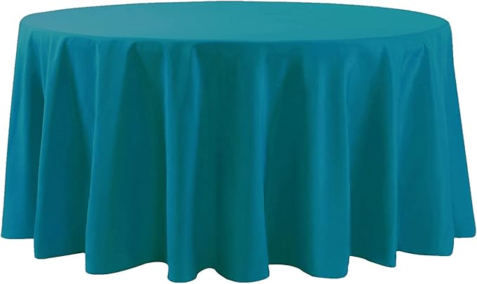 Cupuamon 132 inch Round Tablecloth Washable Polyester Table Cloth Decorative Table Cover for Wedding Party Dining Banquet（132 inch, Caribbean Blue）