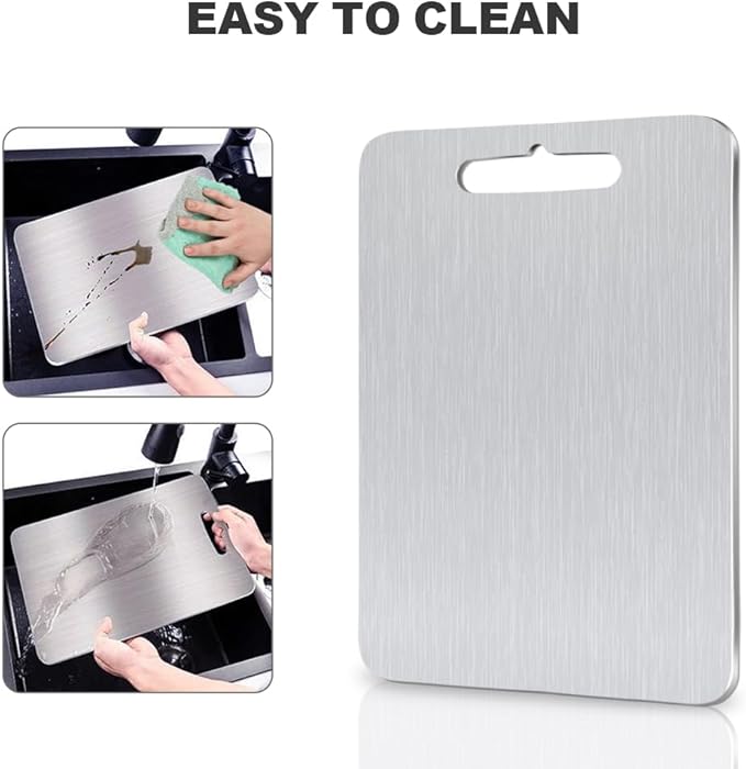 Pure Titanium Cutting Board Food Grade Cutting Board Non-slip surface is lightweight and resistant to deformation, suitable for outdoor camping and kitchen - Dishwasher safe(12"L x 8"W)