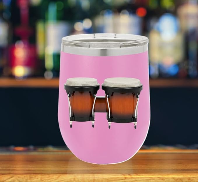Bongos Wine Tumbler, Bongos Gift, 12oz Stainless Steel Wine Tumbler, Gifts For Him, For Her, For Boys, For Girls, Birthday, Christmas Gift idea (Light Purple)
