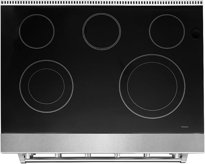 KOSTCH 30 inch Professional Electric Range with 5 Heating Elements Cooktop, 4.55 Cu. Ft. Convection Oven Capacity, Smooth Glass Top, in Stainless Steel, KOS-30RE06H (Red)