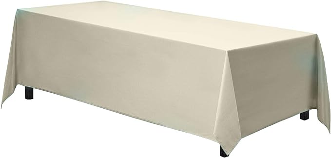 Gee Di Moda Rectangle Tablecloth - 90 x 156 Inch Ivory Table Cloth for 8 Foot Tables with Floor-Length Drop - Heavy Duty Washable Fabric for Holiday Party, Dinner, Weddings & Baby Shower