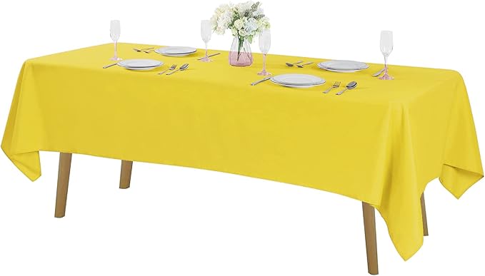 Cupuamon Rectangle Tablecloth 60x102 inch Washable Polyester Fabric Table Cloth for Wedding Party Dining Banquet Decoration（60x102, Yellow）