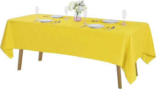 Cupuamon Rectangle Tablecloth 60x102 inch Washable Polyester Fabric Table Cloth for Wedding Party Dining Banquet Decoration（60x102, Yellow）
