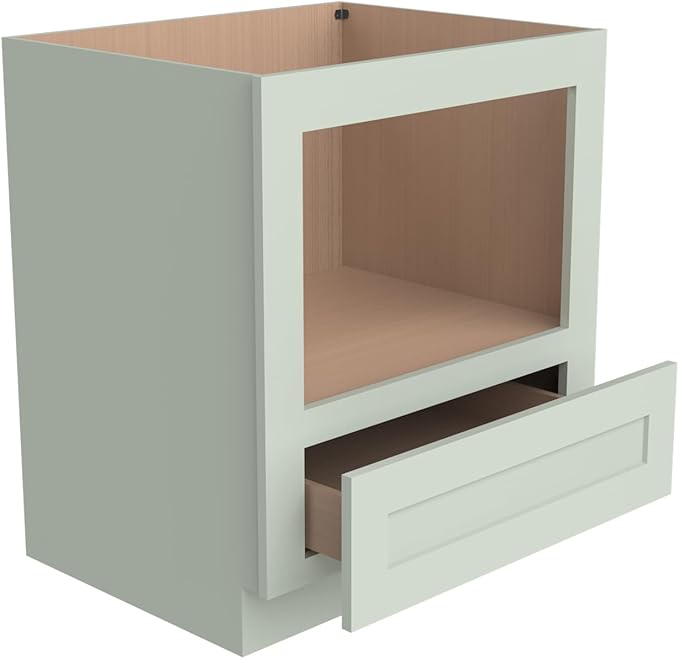 Microwave Base Cabinet ??Solid Wood Shaker Style Kitchen Storage Base Unit with Drawer & Soft-Close Doors, RTA Pantry Cupboard for Dining Room, Coffee Bar 30" W x 24" D x 34 1/2" H (Jade Green)