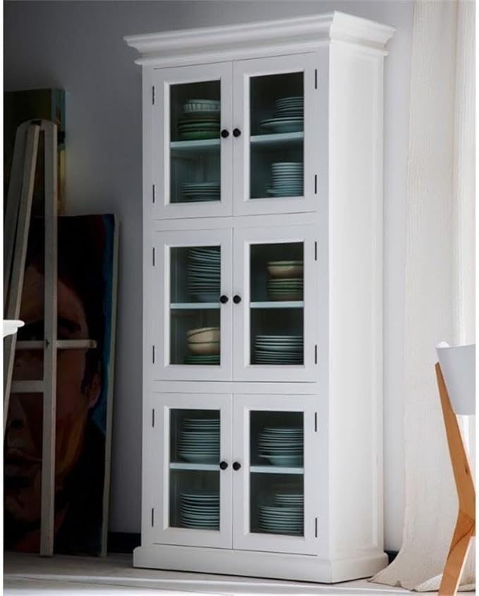 Beaumont Lane 3 Tier Wood Pantry/Cabinet with 6 Shelves in Pure White - Assembled