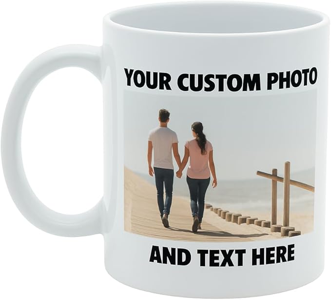 Personalized Coffee Mug | Custom Photo, Text, or Logo Cup (11oz, White Rim, Inner, and Handle) |Dishwasher & Microwave Safe |Unique Gift for Men & Women ?밫aza Personalizada