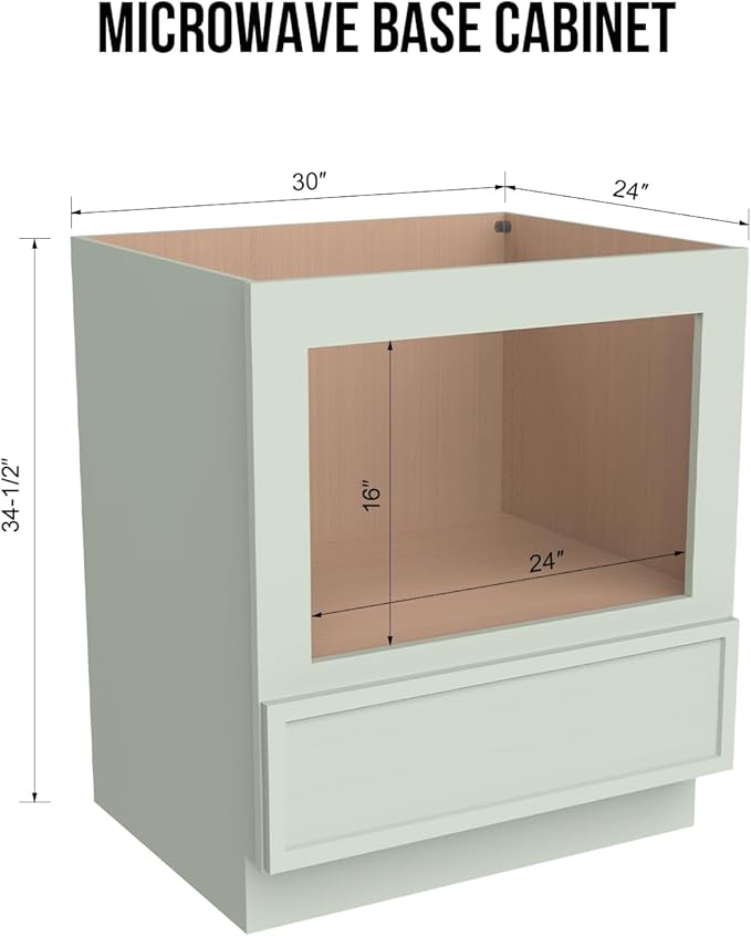 Microwave Base Cabinet ??Solid Wood Shaker Style Kitchen Storage Base Unit with Drawer & Soft-Close Doors, RTA Pantry Cupboard for Dining Room, Coffee Bar 30" W x 24" D x 34 1/2" H (Jade Green)