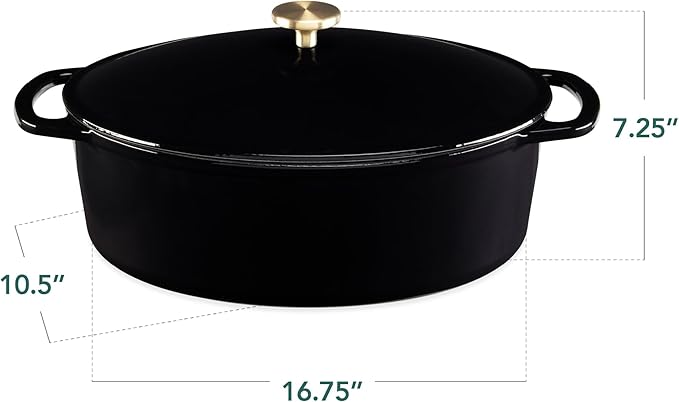 Best Choice Products Oval 7.5 Quart Enamel Cast-Iron Dutch Oven, Heavy-Duty Pre-Seasoned for Baking, Cooking w/Side Handles ??Black Licorice