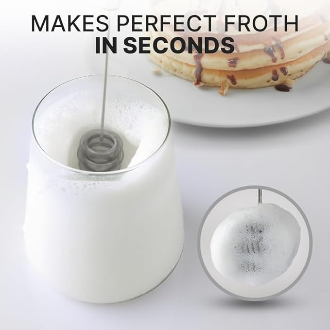 Zulay Kitchen Milk Frother with Patented Tornado Triple Whisk ??Handheld Foam Maker for Coffee, Lattes, Matcha & Hot Chocolate ??Rich, Creamy Froth in Seconds