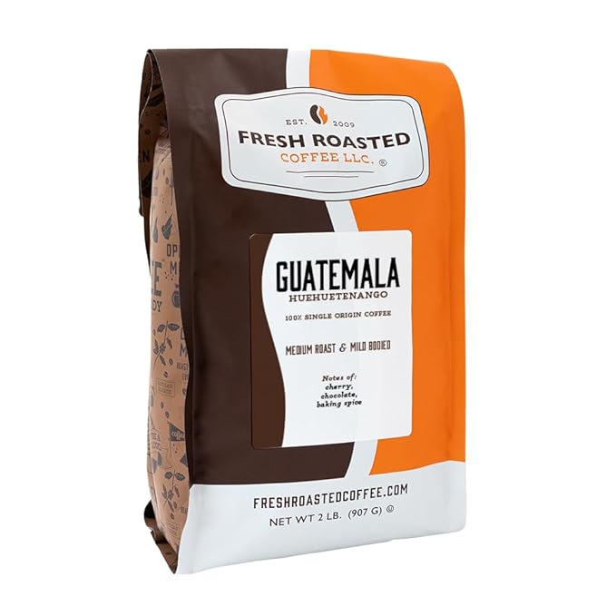 Fresh Roasted Coffee, Guatemala Huehuetenango, 2 lb (32 oz), Medium Roast, Kosher, Whole Bean