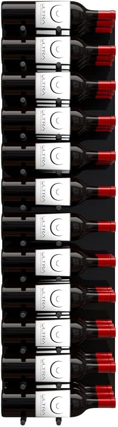 Ultra Wine Racks Fusion Wine Wall Label-Out (4 Foot, Triple Deep, Black Acrylic, Matte Black Peg) ??Modular Wine Rack for 48 Bottles, Easy Installation for Home Bar or Wine Cellar