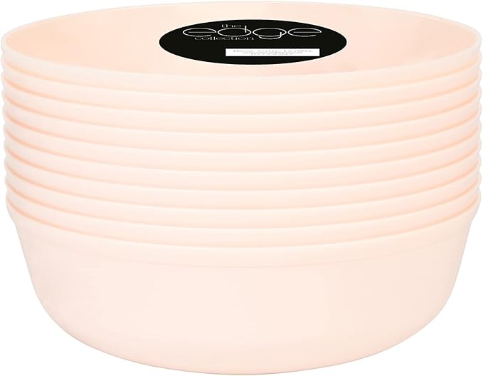 [30 Pack 16 OZ Bowls] Edge Collection Pink Plastic Party Soup Bowls Premium heavyweight Elegant Disposable Tableware Dishes