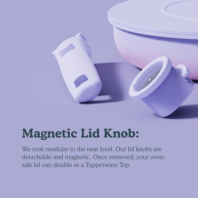 Ombr챕 Titanium Ceramic Cookware Set Non Toxic ??8 Pcs Non Stick Pots and Pans Set with Removable Handles, Magnetic Lid & Wooden Spatula for Cooking ??Oven & Dishwasher Safe (Lavender)