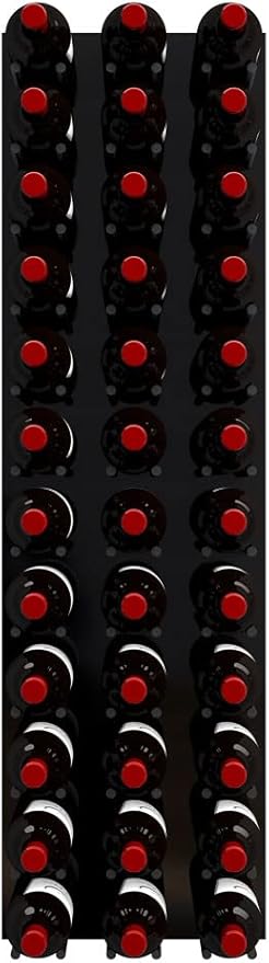 Fusion Wine Wall Cork-Out (4 Foot, Black Acrylic, Matte Black Peg, Stores 36 Bottles) Modular Wine Rack for Easy Install in Home Bar or Wine Cellar