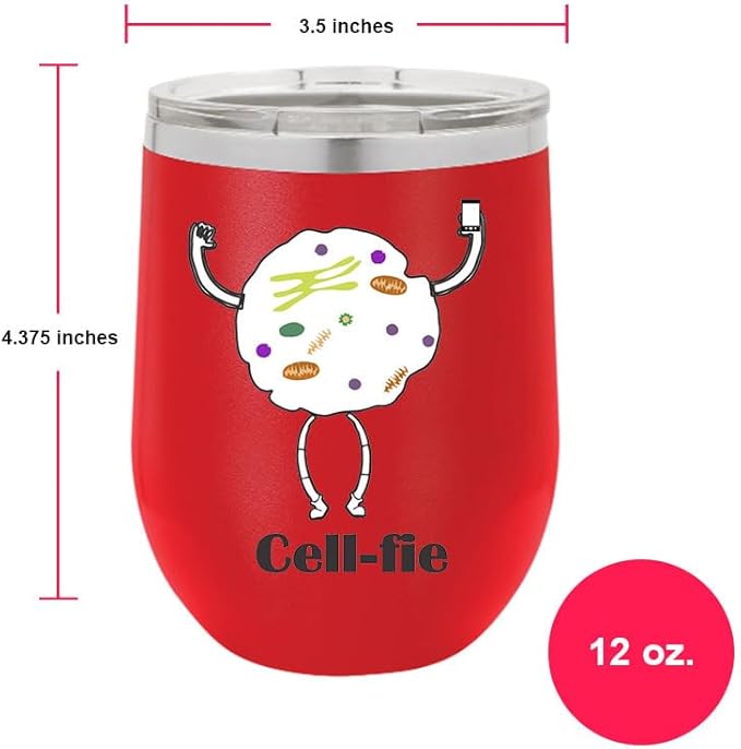 Cell Fie Wine Tumbler, Cell Fie Gift Lover, 12oz Stainless Steel Wine Tumbler, Gifts For Him, For Her, For Boys, For Girls, Birthday, Christmas Gift idea (Red)