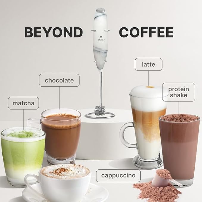 Zulay Kitchen Milk Frother with Patented Tornado Triple Whisk ??Handheld Foam Maker for Coffee, Lattes, Matcha & Hot Chocolate ??Rich, Creamy Froth in Seconds