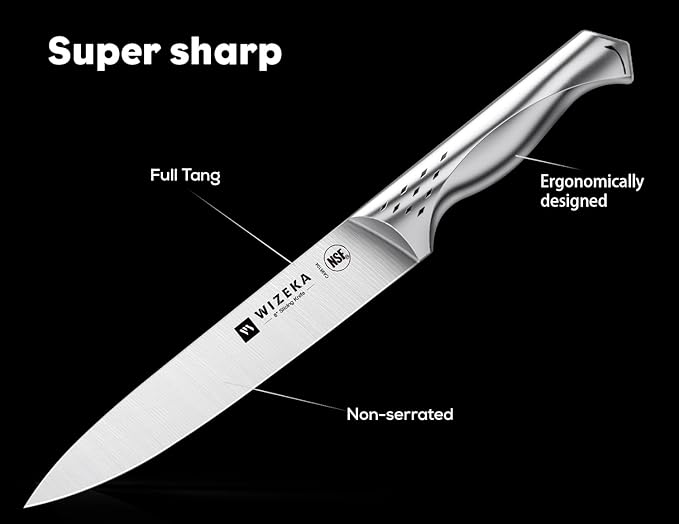 WIZEKA Turkey Carving Knife Set 2-Piece, 8-inch Carving Knife and Fork Set, Ultra-Sharp German Stainless Steel Kitchen Knife for Meat, BBQ, Carving Set with Gift Box, Jaguar Series