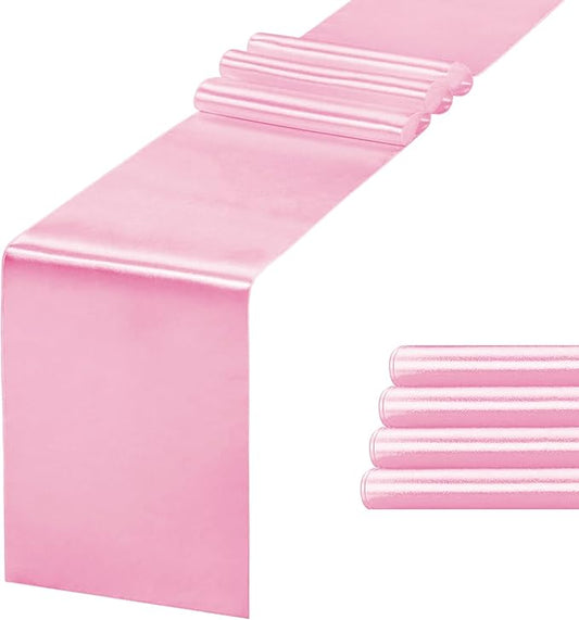 JEVIX 5 Pack Table Runner 12 X 108 Inch Silk Table Runner for Party,Wedding, Birthday, Banquets,Decoration(Pink)