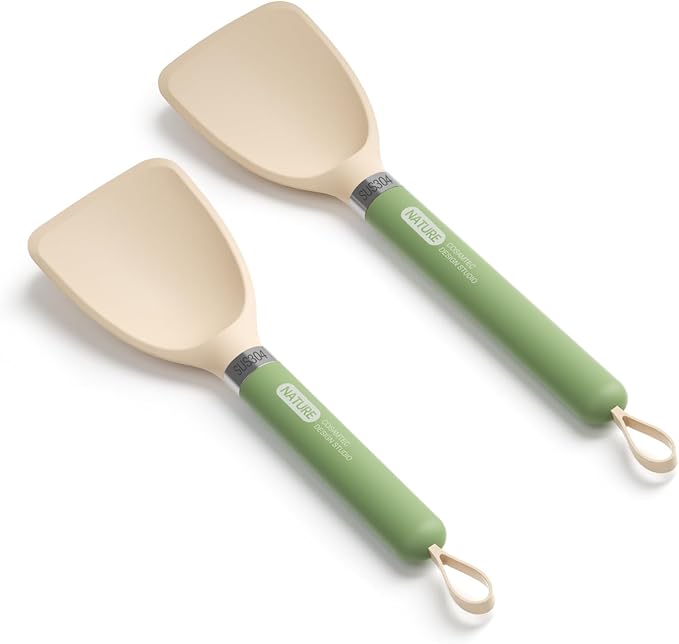 Silicone Small Spatula for Cooking Flexible Turner with Solid Inner Core and Heat Resistant Nylon Handle Ideal Spatula for Non-Stick Cookware