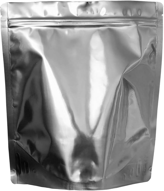 PackFreshUSA: 100 Pack - 7 Mil - One Gallon Seal-Top Stand Up Mylar Pouch Bags - 500cc Oxygen Absorbers- Resealable - Rounded Corners - Long-Term Food Storage