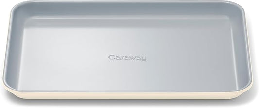 Caraway Nonstick Ceramic Small Baking Sheet (9x13?? ??Non-Toxic, PTFE & PFOA Free ??Oven Safe ??Aluminized Steel Core ??Mini Sheet Pan for Baking, Roasting & More - Cream
