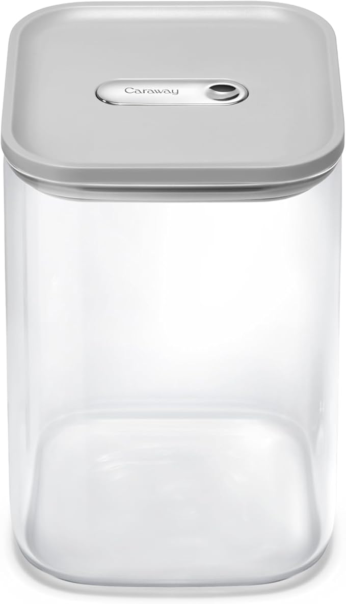 Caraway 4qt Glass Airtight Food Storage Container with Lid ??Non-Toxic, BPA-Free Kitchen Storage Container ??Stackable, Space-Saving Airtight Container for Dry Goods and More - Gray