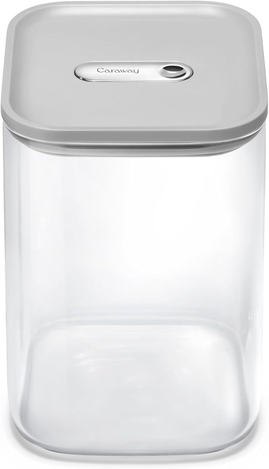 Caraway 4qt Glass Airtight Food Storage Container with Lid ??Non-Toxic, BPA-Free Kitchen Storage Container ??Stackable, Space-Saving Airtight Container for Dry Goods and More - Gray