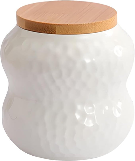 Ceramic Food Storage Containers with Lids, White Kitchen Canisters for Countertop, Small Food Containers Jar for Coffee Bean, Sugar, Tea, Spices and More, Home Decor (300ml/10oz)