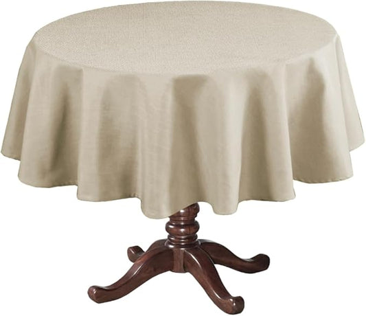 H.VERSAILTEX Linen Textured Table Cloths Round 70 Inch Premium Solid Tablecloth Spill-Proof Waterproof Table Cover for Dining Buffet Feature Extra Soft and Thick Fabric Wrinkle Free, Taupe