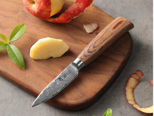 Wakoli EDIB Pro 3-Piece Damascus Kitchen Knife Set in Gift Box ??Sharp Knives Set made of Genuine Damascus Steel (VG10 Core) ??Santoku, Small Santoku & Paring Knife ??Ergonomic Pakkawood Handles