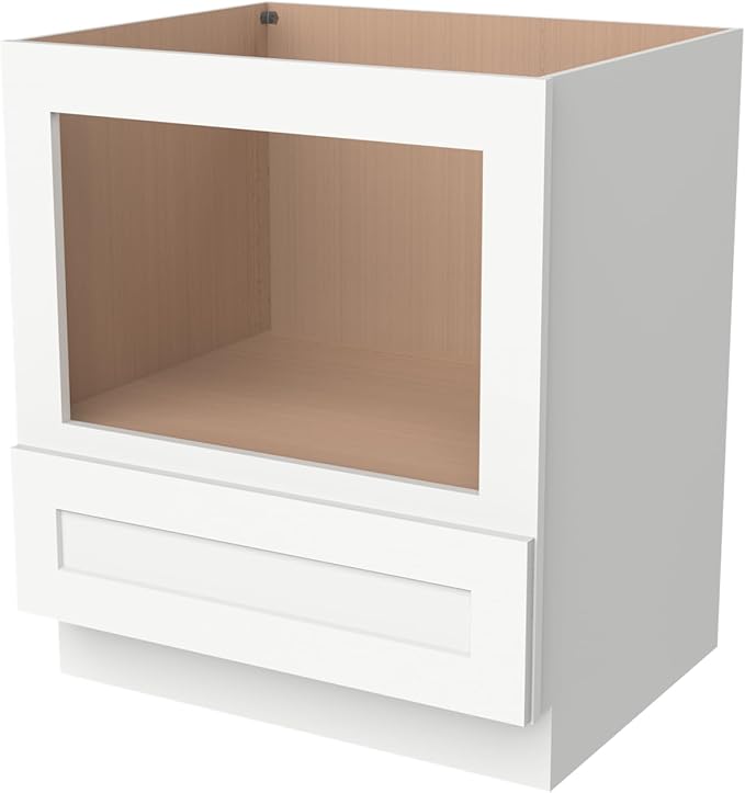 Microwave Base Cabinet ??Solid Wood Shaker Style Kitchen Storage Base Unit with Drawer & Soft-Close Doors, RTA Pantry Cupboard for Dining Room, Coffee Bar 30" W x 24" D x 34 1/2" H (Origami White)