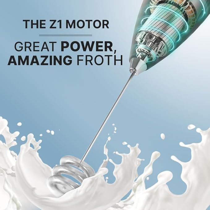 Zulay Kitchen Milk Frother with Patented Tornado Triple Whisk ??Handheld Foam Maker for Coffee, Lattes, Matcha & Hot Chocolate ??Rich, Creamy Froth in Seconds