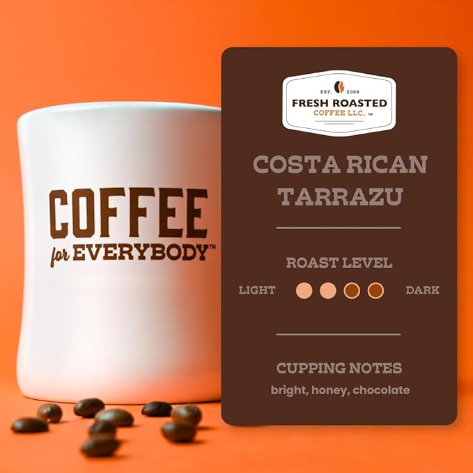 Fresh Roasted Coffee, Costa Rican Tarrazu, 12 oz, Medium Roast, Kosher, Whole Bean