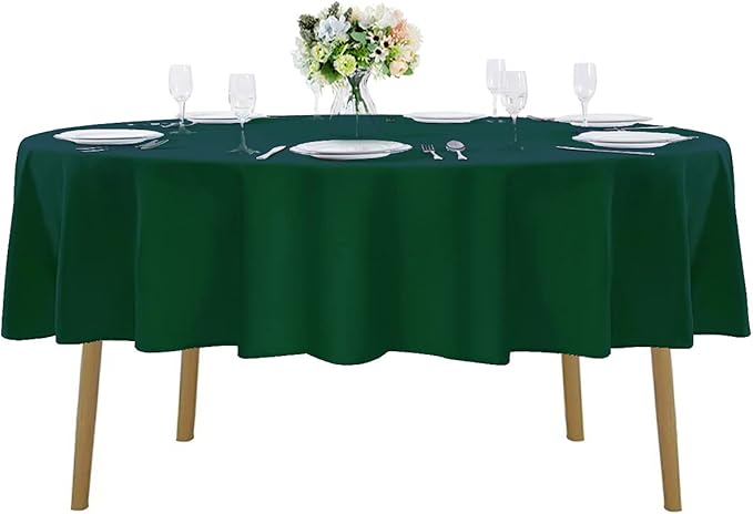 Cupuamon 70 inch Round Tablecloth Washable Polyester Table Cloth Decorative Table Cover for Wedding Party Dining Banquet（70 inch, Hunter）