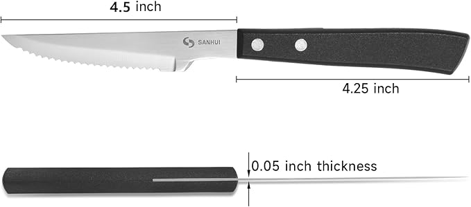 Steak Knives, Steak Knife Set of 6, German Stainless Steel Steak Knife Serrated