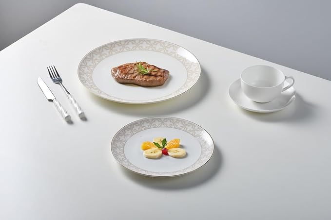 Bone China Dinner Plate Simple plain Smooth Classic pattern 10.5 inches