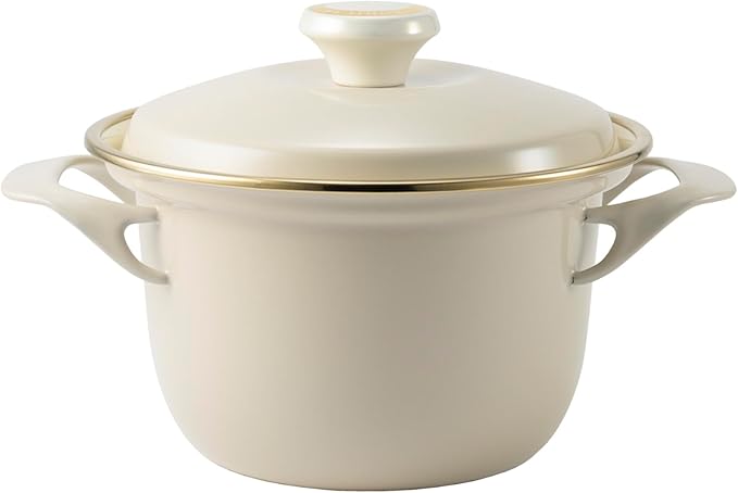 FUJIHORO JAPAN EX Series Cocotte EX-16C (Greige), Enamel Kitchenware, PFAS-free, Japanese Design & Craftmanship